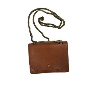 Madewell The Chain Crossbody Leather Bag Minimalist Chain Strap Brown